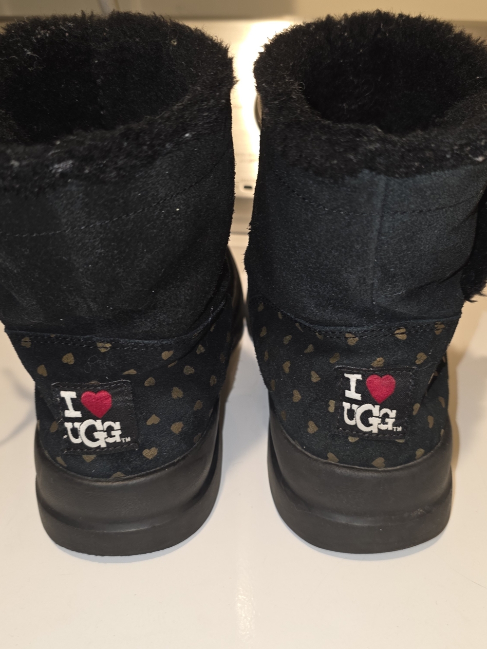 UGG Black Heart Accent Winter Boots with Gold Heart Logo
